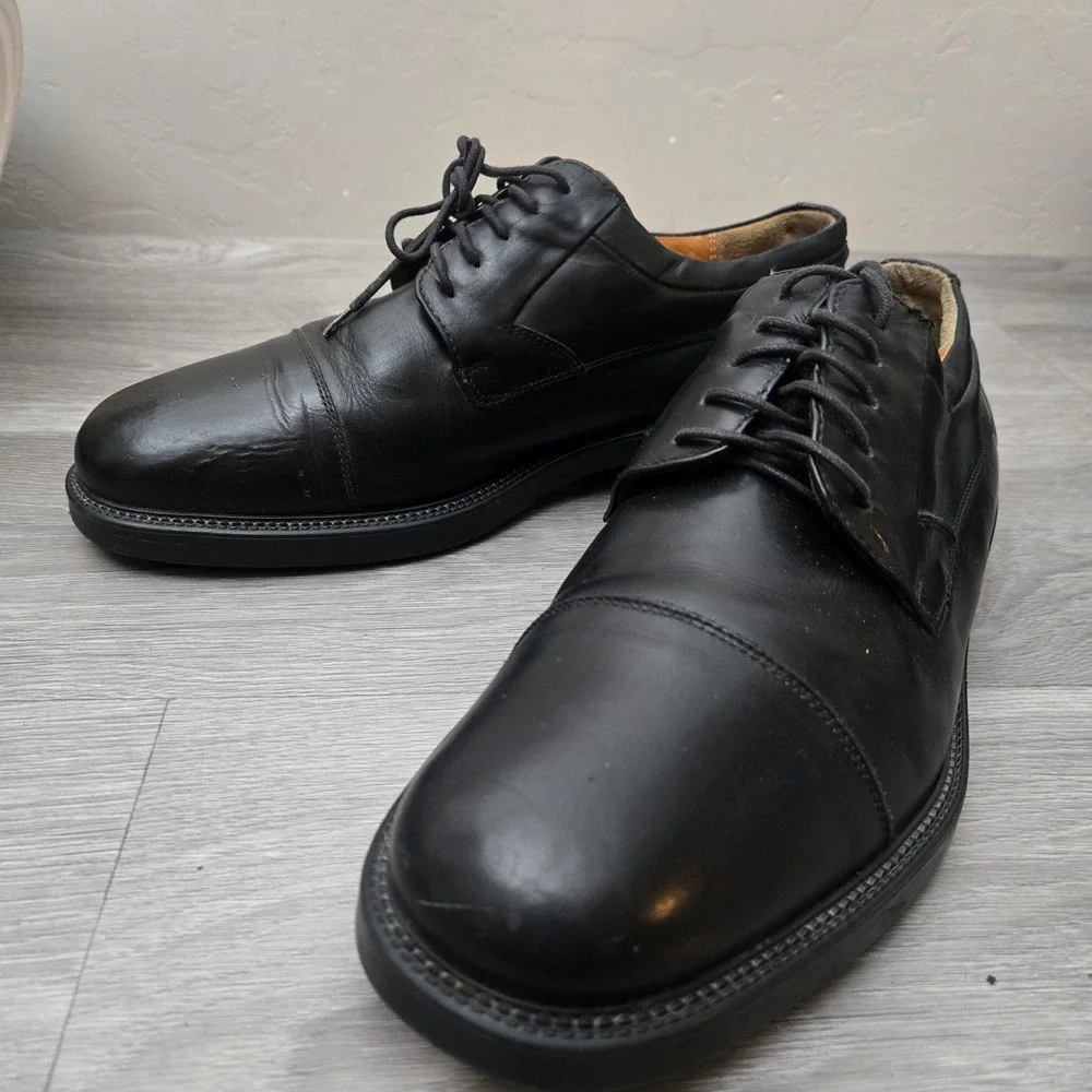 Venturini Black Oxford Dress Shoes Size 10 Cap Toe Made in Italy Comfort Line